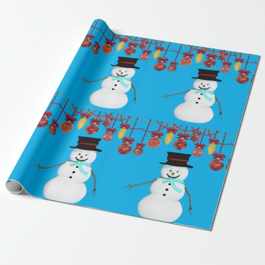 kerstpapier Snowman Cadeaupapier (Uitgerold)