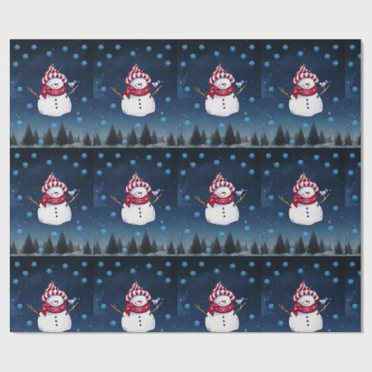 kerstpapier Snowman Cadeaupapier (Vlak)
