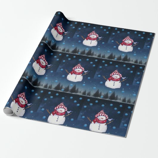 kerstpapier Snowman Cadeaupapier (Uitgerold)