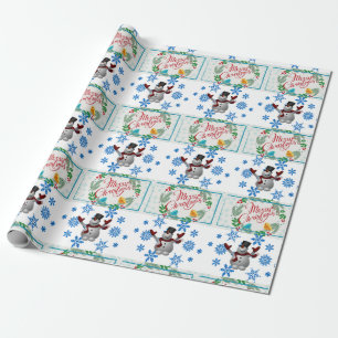 kerstpapier Snowman Cadeaupapier