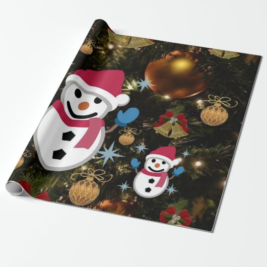 kerstpapier Snowman Cadeaupapier (Uitgerold)