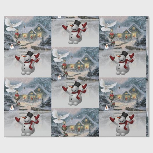 kerstpapier Snowman Cadeaupapier (Vlak)