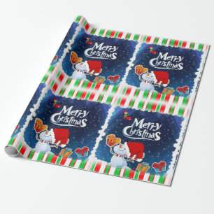 kerstpapier Snowman Elf Cadeaupapier