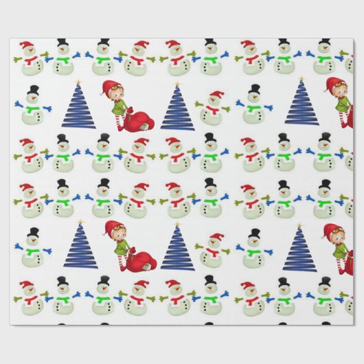 kerstpapier Snowman Elf Cadeaupapier (Vlak)