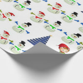 kerstpapier Snowman Elf Cadeaupapier (Hoek)
