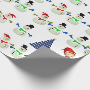 kerstpapier Snowman Elf Cadeaupapier