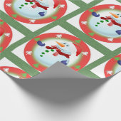 kerstpapier Snowman Green Cadeaupapier (Hoek)