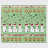 kerstpapier Snowman Green Cadeaupapier (Vlak)