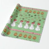 kerstpapier Snowman Green Cadeaupapier (Uitgerold)