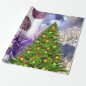 kerstpapier Snowman Paars Cadeaupapier (Uitgerold)