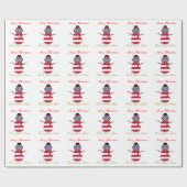 kerstpapier, Snowman Patriotic USA Cadeaupapier (Vlak)