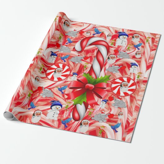 kerstpapier Snowman Peppermint Cadeaupapier (Uitgerold)