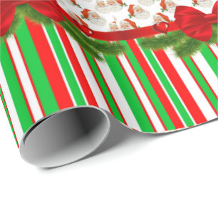 kerstpapier Stripe kerstman Cadeaupapier