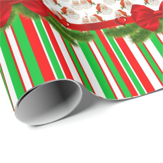 kerstpapier Stripe kerstman Cadeaupapier (Rol Hoek)