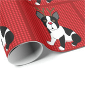 kerstpapier van Boston Terrier Reindeer Cadeaupapier (Rol Hoek)