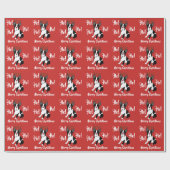kerstpapier van Boston Terrier Reindeer Cadeaupapier (Vlak)