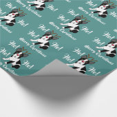 kerstpapier van Boston Terrier Reindeer Cadeaupapier (Hoek)