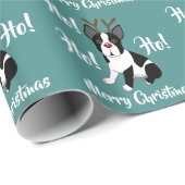 kerstpapier van Boston Terrier Reindeer Cadeaupapier (Rol Hoek)