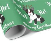 kerstpapier van Boston Terrier Reindeer Cadeaupapier (Rol Hoek)