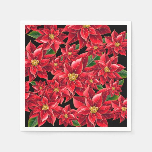 kerstpapier van Napkins Red Poinsettia Servet (Voorkant)