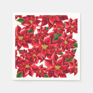 kerstpapier van Napkins Red Poinsettia Servet