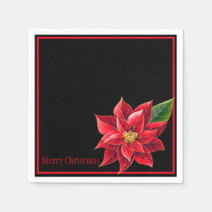 kerstpapier van Napkins Red Poinsettia Servet