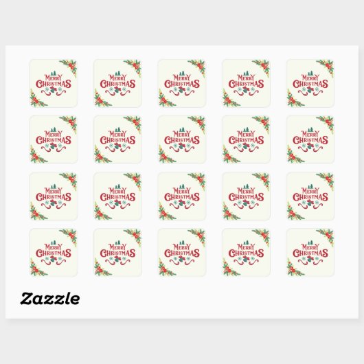Kerstpapier vierkante sticker (Vel)
