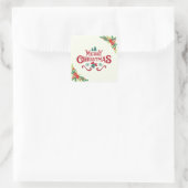 Kerstpapier vierkante sticker (Tas)