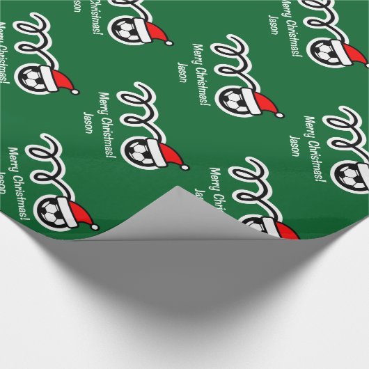 kerstpapier | voetbal van Santa hat Cadeaupapier (Hoek)