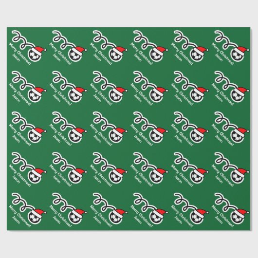 kerstpapier | voetbal van Santa hat Cadeaupapier (Vlak)