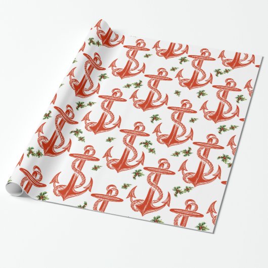  kerstpapier voor anker-roodkerstwappers cadeaupapier (Uitgerold)