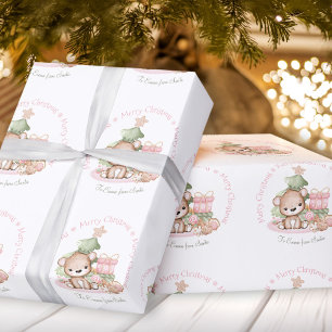 Kerstpapier voor baby Girl Cadeaupapier