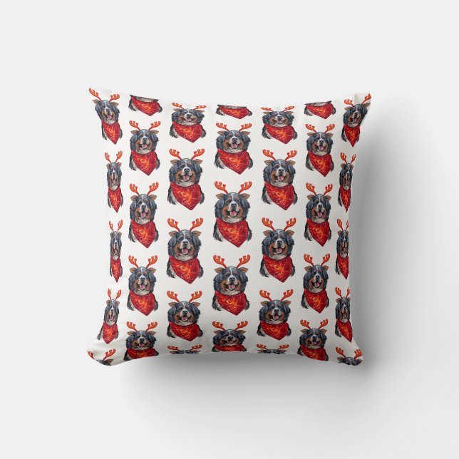 kerstpapier voor bergachtige honden kussen (Voorkant)