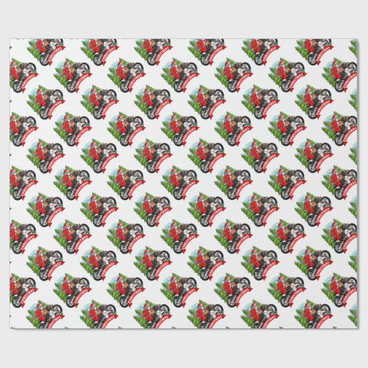 kerstpapier voor bikers cadeaupapier (Vlak)