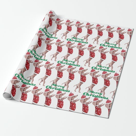 kerstpapier voor dachshund cadeaupapier (Uitgerold)