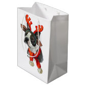 kerstpapier voor de grote hond uit Boston Medium Cadeauzakje (Achterkant Gekanteld)