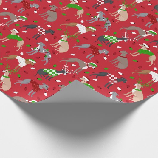 kerstpapier voor de Italiaanse Greyhound Dog Cadeaupapier (Hoek)