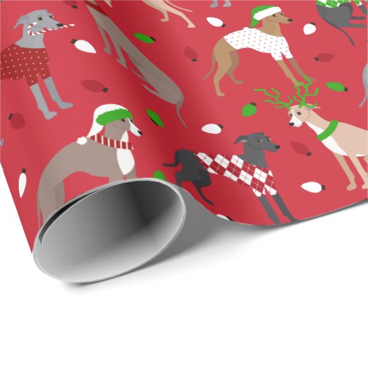 kerstpapier voor de Italiaanse Greyhound Dog Cadeaupapier (Rol Hoek)