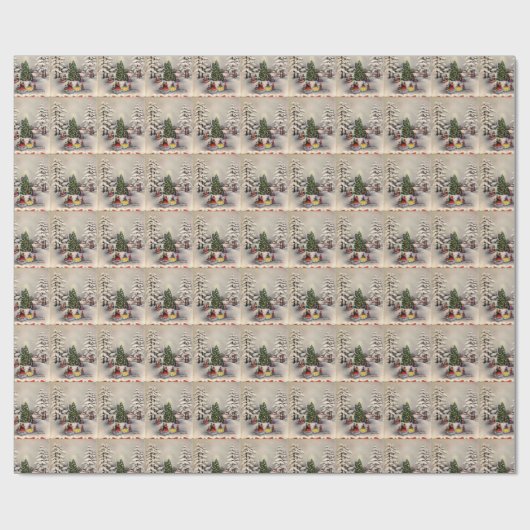 kerstpapier voor de winterscène cadeaupapier (Vlak)