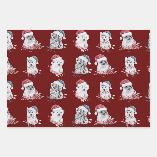 kerstpapier voor dierenvrienden inpakpapier vel (Voorkant)