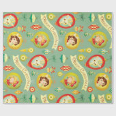  kerstpapier voor dollen en rendieren cadeaupapier (Vlak)