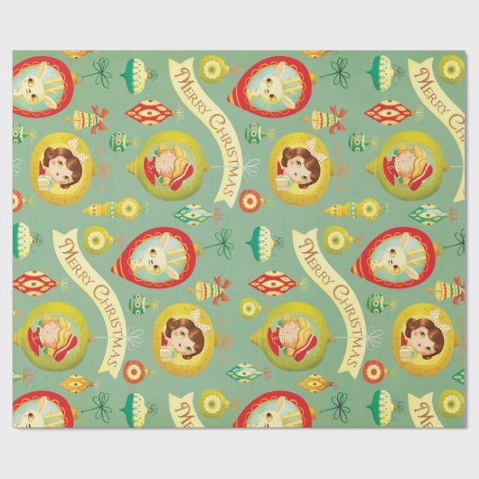  kerstpapier voor dollen en rendieren cadeaupapier (Vlak)