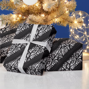 kerstpapier voor gothics - zwart en wit cadeaupapier