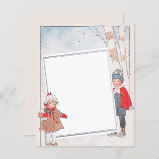 kerstpapier voor Kaarten  kinderen (Voorkant / Achterkant)