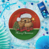 Kerstpapier voor kerstcadeautjes, Beer met kerstca Papieren Bordje (Feest)