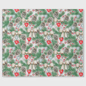 kerstpapier voor Ornamenten met kerstpine Cadeaupapier (Vlak)