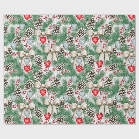 kerstpapier voor Ornamenten met kerstpine Cadeaupapier (Vlak)