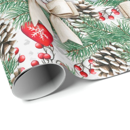 kerstpapier voor Ornamenten met kerstpine Cadeaupapier (Rol Hoek)