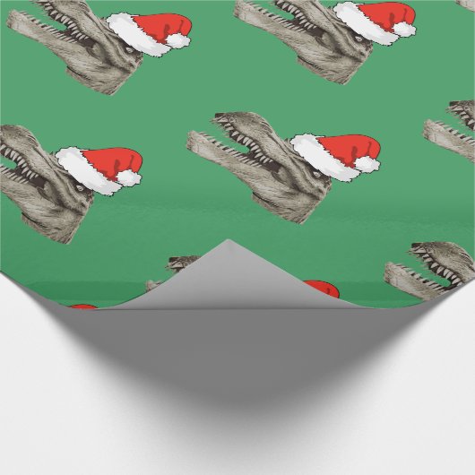 kerstpapier voor Santa Dinosaur T-Rex Cadeaupapier (Hoek)