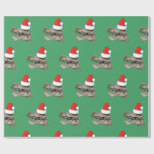 kerstpapier voor Santa Dinosaur T-Rex Cadeaupapier (Vlak)